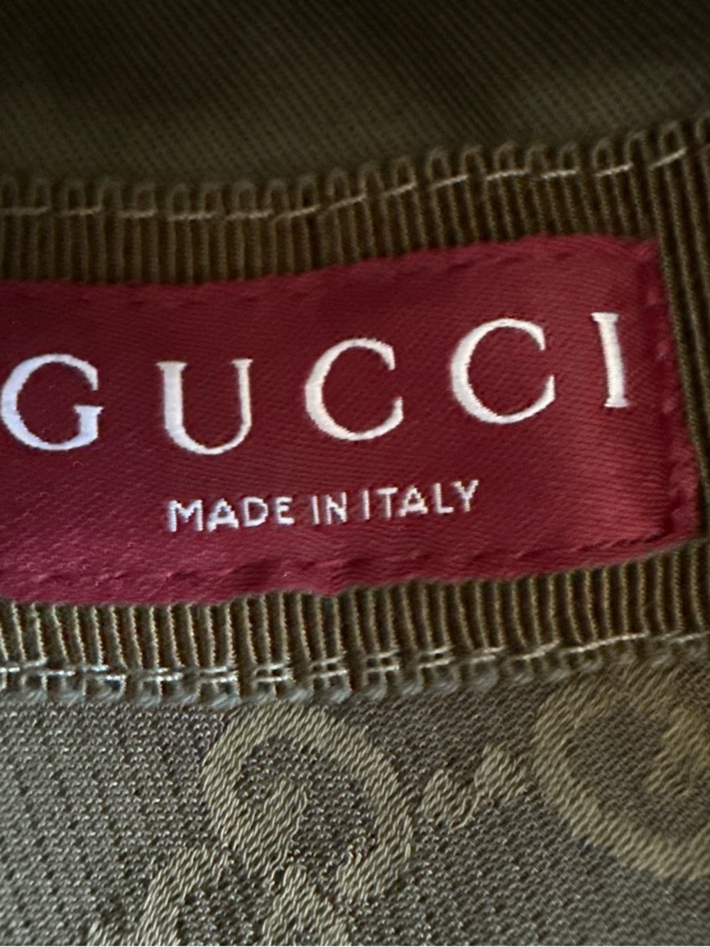 Gucci Olive GG Canvas Wide-Brim Bucket Hat with Gold GG Charm - Picture 5 of 11